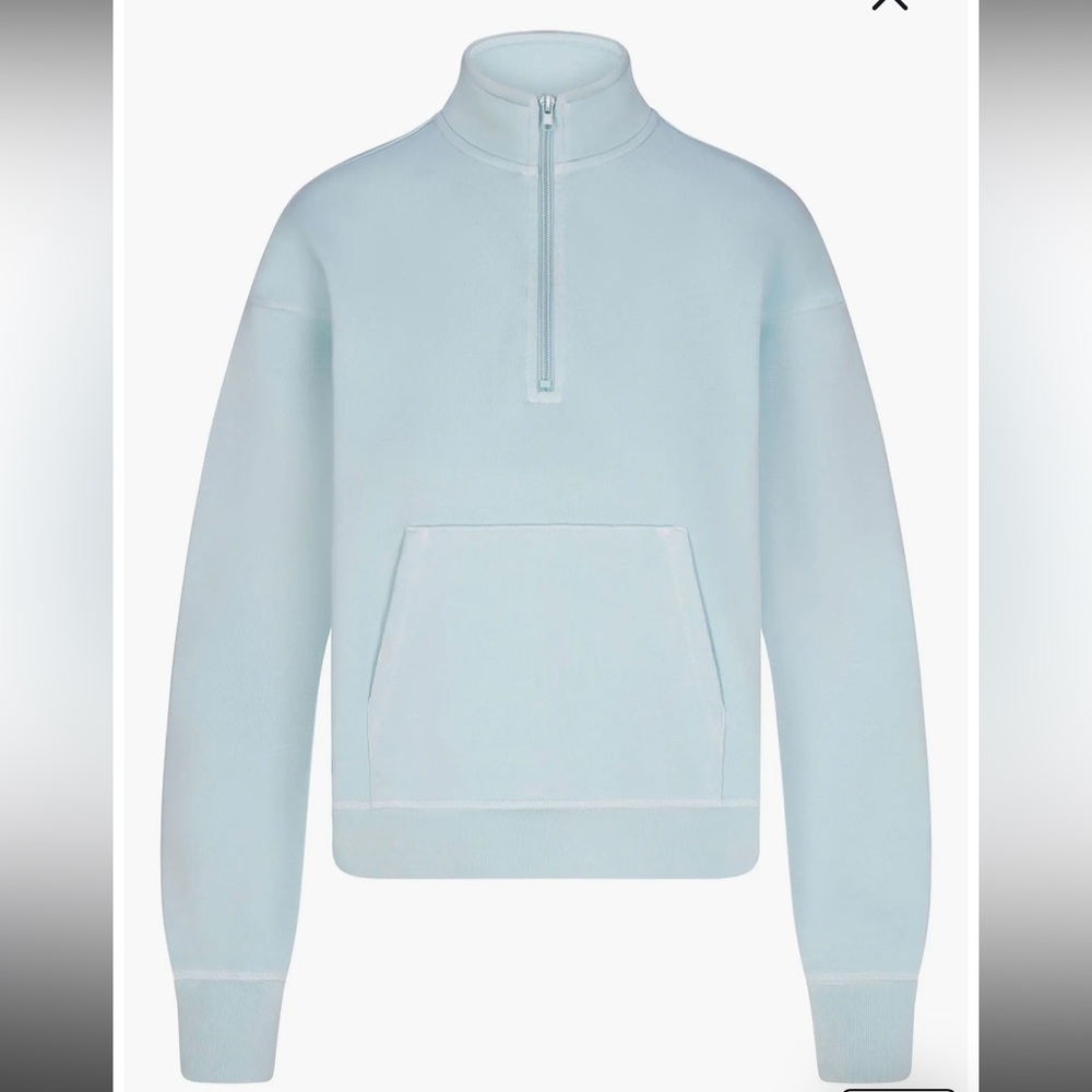 SKIMS NWT French Terry Shrunken Half Zip in Color Opal; Size M